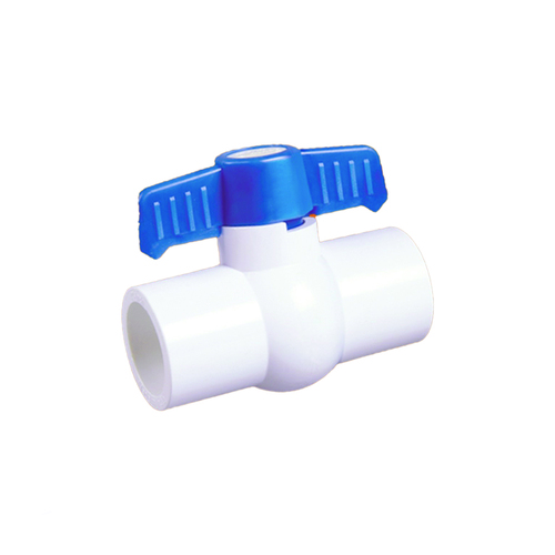 Upvc Plastic Ball Valve - Material: Plastic, Size Range: 1/2 to 2 inch, Color: White | Round Shape for Efficient Flow Control