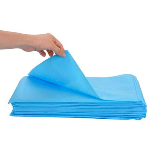 Blue Disposable Bed Sheet - Plastic, Size 42/74 cm, Color Blue | Woven Style, Sterilized for Optimal Hygiene in Hospital Use