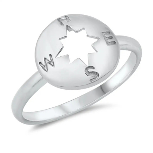 925 Sterling Silver Handcrafted Compass Ring Solid Silver Rings