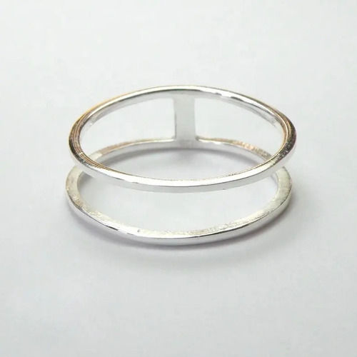 925 Sterling Silver Handmade Twin Band Bar Midi Boho Style Stacking Band Statement Silver Ring