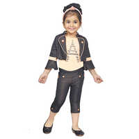 Kids Girls Capri Pant - Brown, 1-5 Years | Breathable, Washable, Printed Design, Modern Summer Style