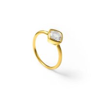 Crystal Quartz Gemstone Cushion Shape Gold Vermeil 8mm Rings