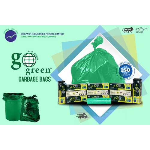 GO Green OXO-BIO Garbage Bag - PE Material, Small Size, Black Color | 100% Oxo-Biodegradable, 10 Times Stronger, Spillage-Free Wet Waste Storage