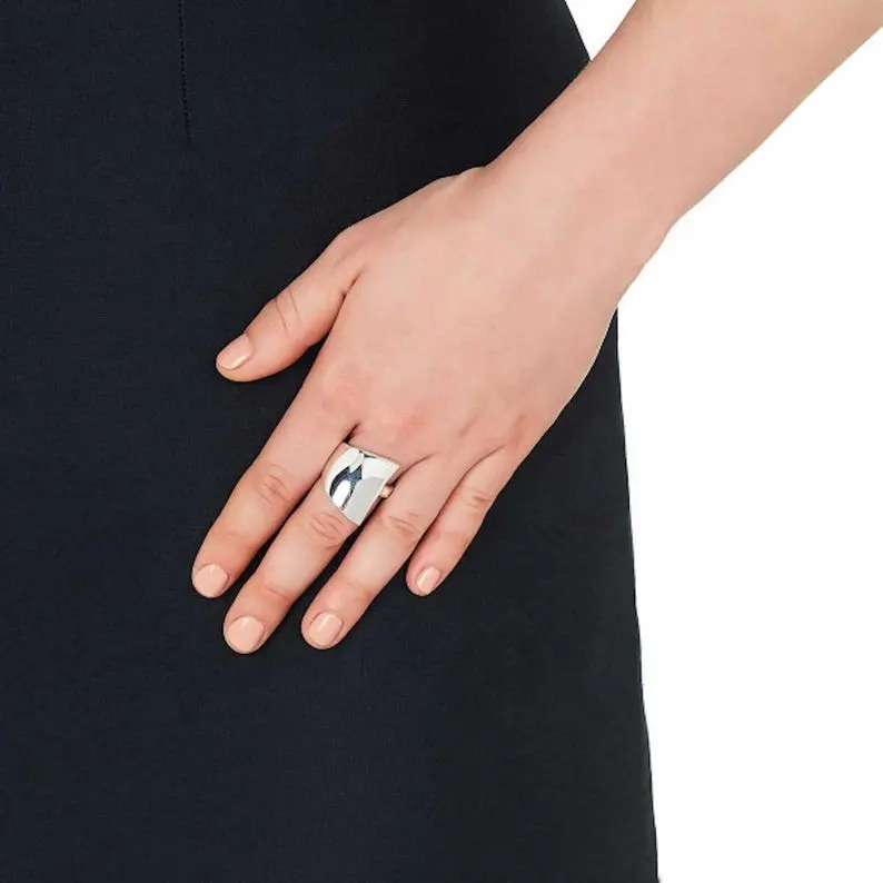 925 Sterling Silver Handmade Unique Jute Boho Style Stacking Band Statement Silver Ring