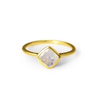 Rainbow Moonstone Gemstone Cushion Shape Gold Vermeil 8mm Rings