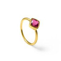 Ruby Quartz Gemstone Cushion Shape Gold Vermeil 8mm Rings