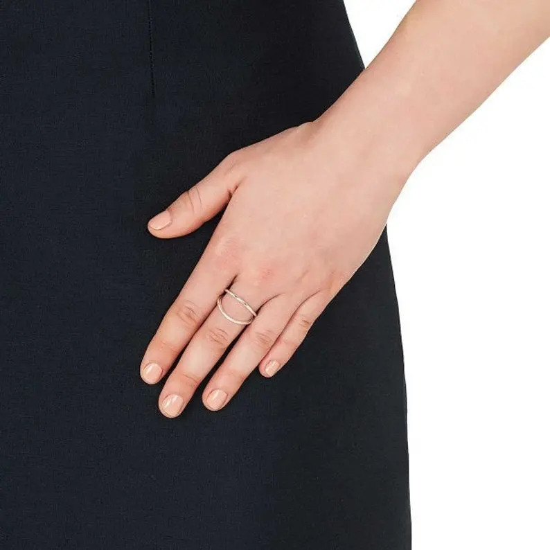 925 Sterling Silver Handmade Beautiful Undulation Band Midi Boho Style Stacking Band Statement Silver Ring