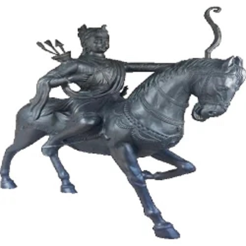 Grey Fiber Human With Horse Statues