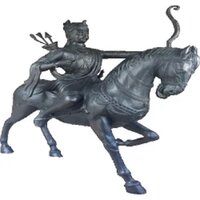 Grey Fiber Human With Horse Statues