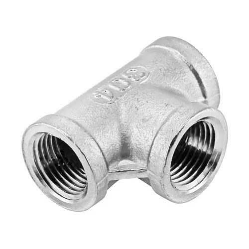 Silver 304 Stainless Steel Threaded Tee