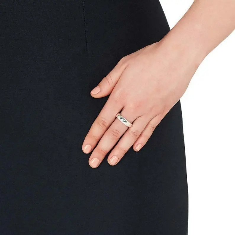 925 Sterling Silver Handmade Attractive Dome Shape Band Midi Boho Style Stacking Band Statement Silver Ring