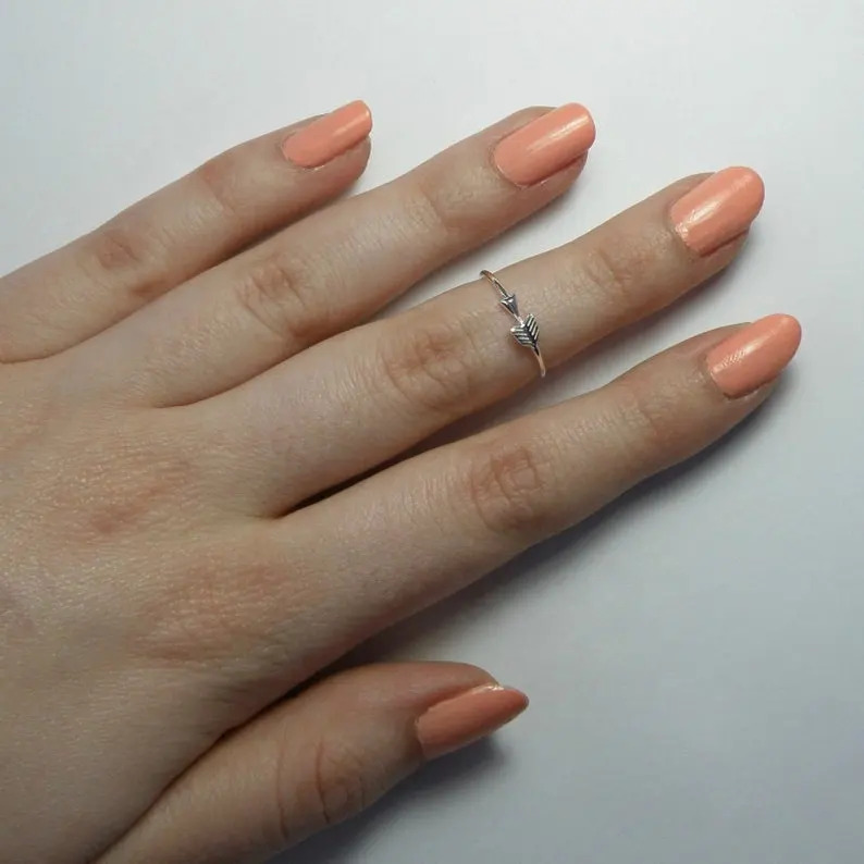 925 Sterling Silver Handmade arrow midi wrap around Style Stacking Band Statement Silver Ring