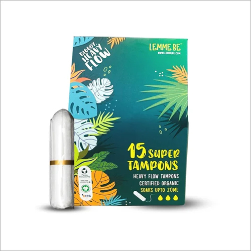 Lemme Organic Heavy Flow Tampons - Cotton Material Large Size Pack Of 15 | Super Soft Highly Hygienic Dry Surface Aliform Shape Scent-free