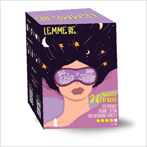 Lemme Be Night Sanitary Pads - Cotton, Size L/M/XL/XXL, Aliform Shape | Soft Breathable Material, Super Soft Top Surface, Leak Protection