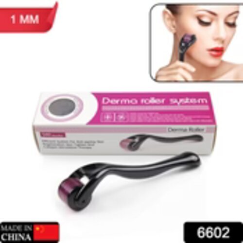DERMA ROLLER ANTI AGEING AND FACIAL SCRUBS POLISHES SCAR REMOVAL HAIR REGROWTH (1MM) 6602 - Medical Titanium Needles 17x5x5 Cm Black | Skin Brightening Tan Removing Daily Use Herbal Extracts