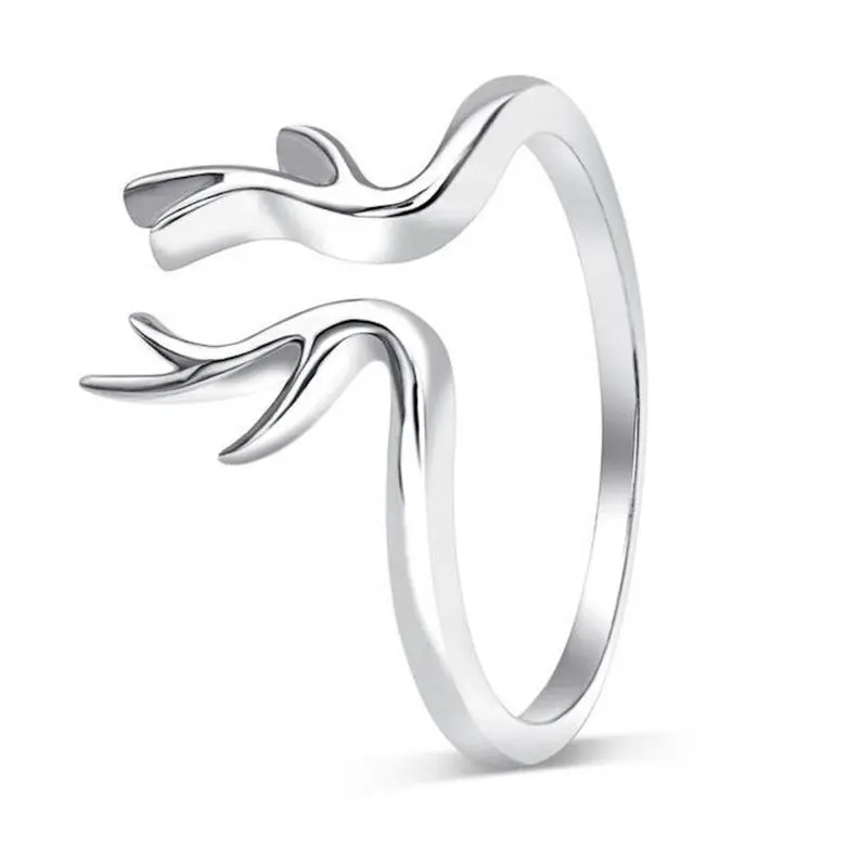 925 Sterling Silver Handmade Unique Adjustable Antelope Horns Antlers Band