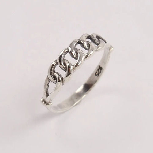 925 Sterling Silver Pretty Handmade Plain Wide Curb Chain style Ring