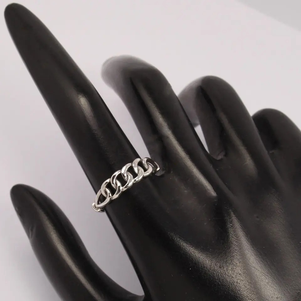 925 Sterling Silver Pretty Handmade Plain Wide Curb Chain style Ring