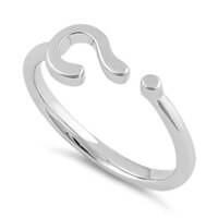 925 Sterling Silver Handmade Attractive Adjustable Question Mark Ring