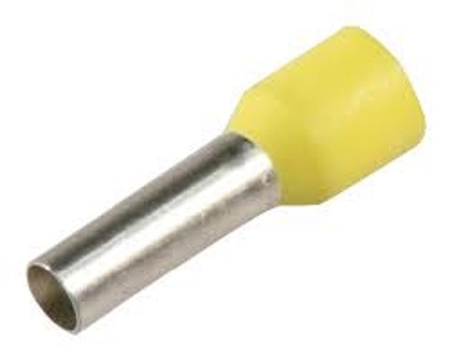 Weidmuller - 20mm Yellow Insulated Wire End Ferrule, 6.3mm Collar Diameter, 14mm Stripping Length, 10AWG Wire Cross Section Area, 1-Year Warranty, Per Each