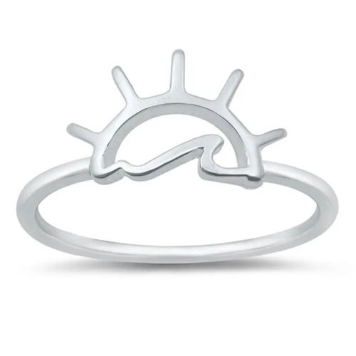 925 Sterling Silver Alluring Handcrafted Sun  Wave Plain Silver Ring