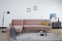 Flippy LHS Sofa Cum Bed in Pink Colour
