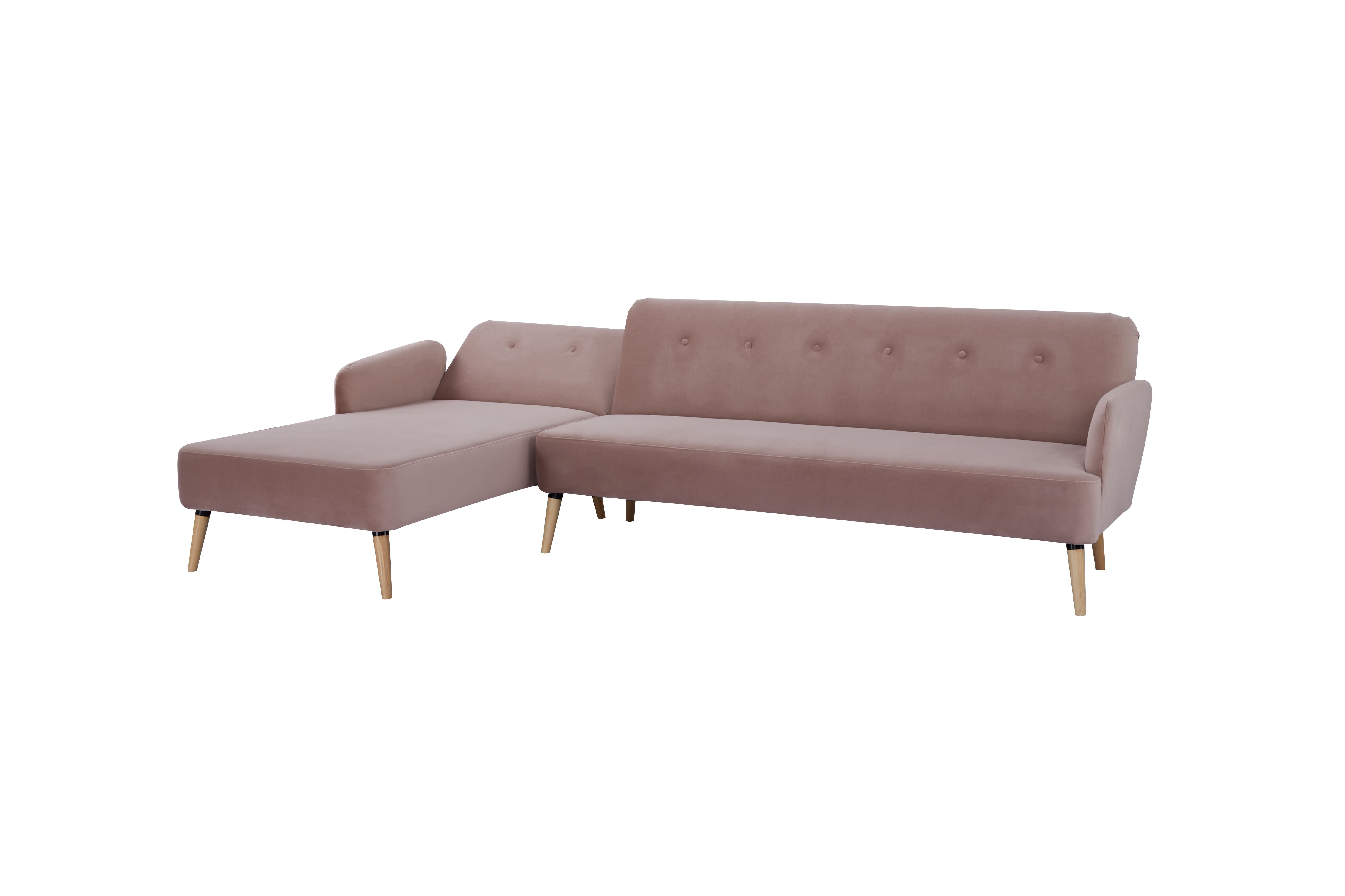 Flippy LHS Sofa Cum Bed in Pink Colour