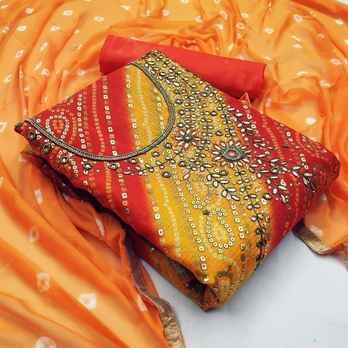 Sneha Yellow Kota Checks Dress Material
