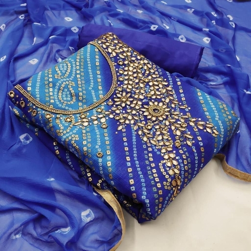Sneha Blue  Kota Checks Dress Material