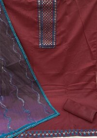 Ami Maroon Slub Cotton Dress Material