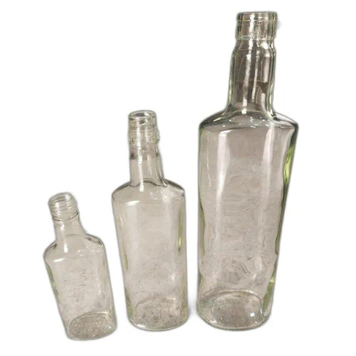 Glass Bottle - 180ml, 375ml, 750ml | Transparent Glass Liquor Bottle, Elegant Design, Multi-Size Options
