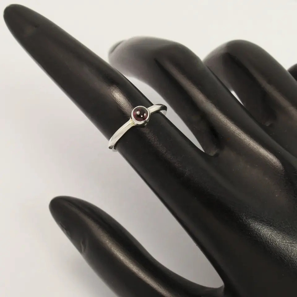 925 Sterling Silver Unique Natural Garnet Tiny Cute Ring