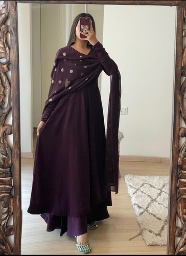 Ekta Purple Fox Georgette Gown