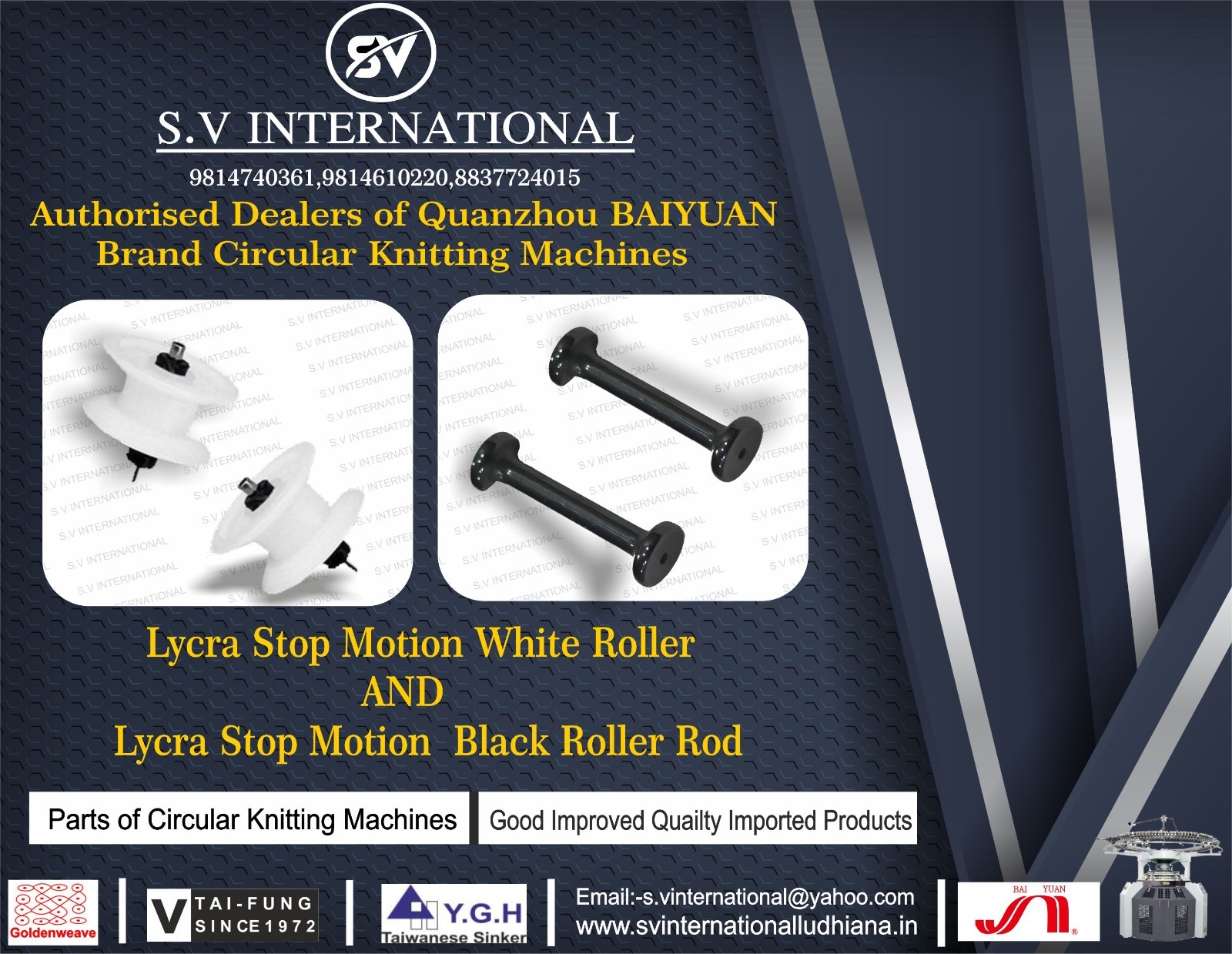 Lycra Stop Motion White Roller and Lycra Stop Motion  Black Roller Rod