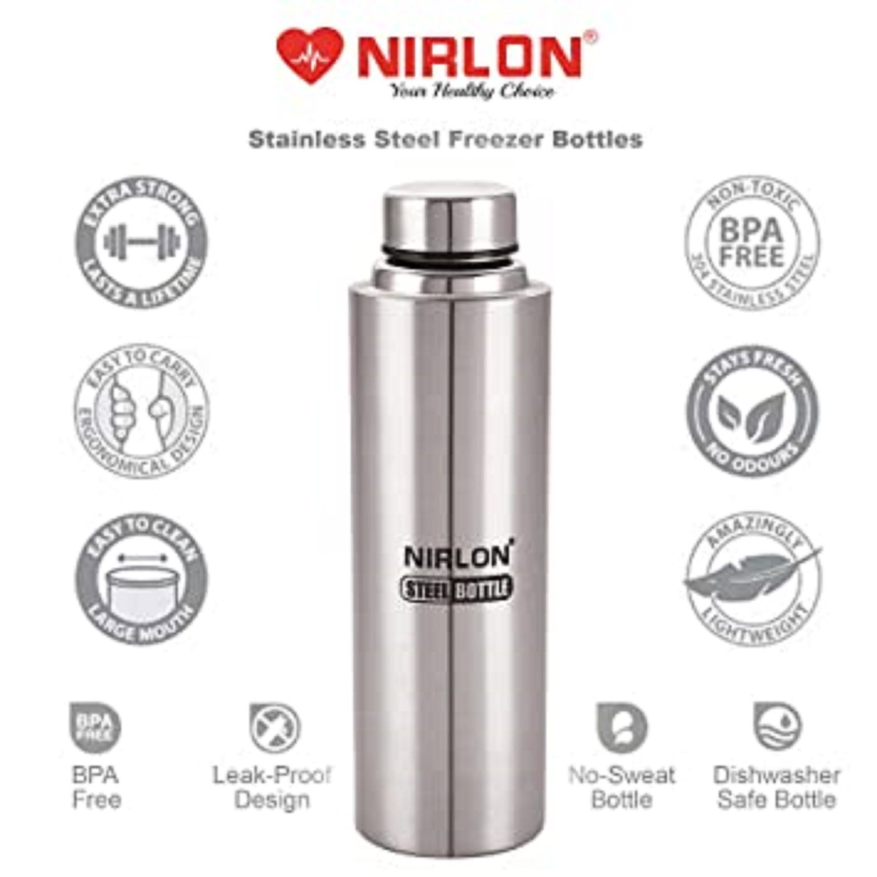 NIRLON Stainless Steel Freezer Water Bottle ECO 1000ML