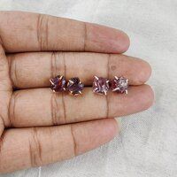 Garnet Raw Birthstone Gold Vermeil Silver Prong Set Stud Earring