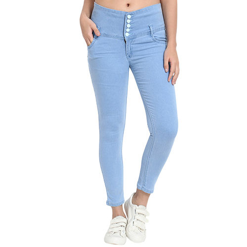 Ladies High Waist Blue Jeans