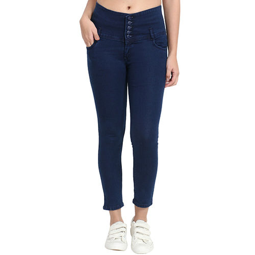 Ladies High Waist Dark Blue Jeans