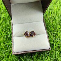 Garnet Raw Birthstone Gold Vermeil Silver Prong Set Stud Earring