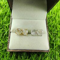 Herkimer Diamond Raw Birthstone Gold Vermeil Silver Prong Set Stud Earring