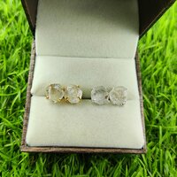 Herkimer Diamond Raw Birthstone Gold Vermeil Silver Prong Set Stud Earring