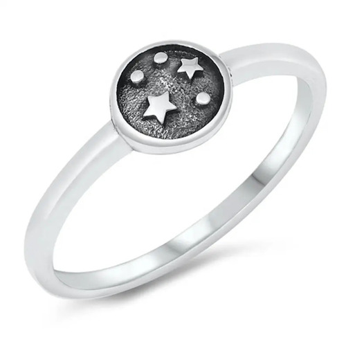 925 Sterling Silver Charming Handcrafted Star Moon Ring Plain Silver Ring