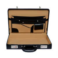 Leather Briefcase - Pure Leather, Black Color, Plain Pattern | Stylish And Durable Design
