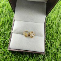 Citrine Raw Birthstone Gold Vermeil Silver Prong Set Stud Earring