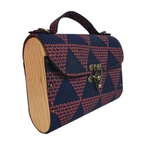 Blue-Red-Brown Ladies Cotton And Rayon Hand Bag