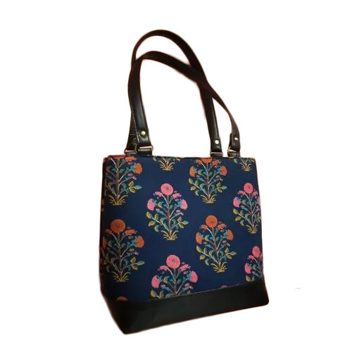 Blue-Black-Multicolor College Printed Tote Bag