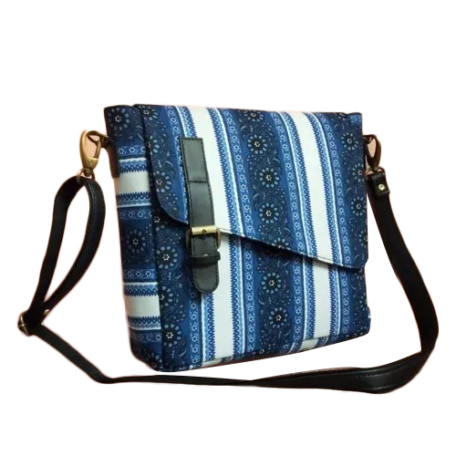 Blue-White-Black Crossbody Cotton Sling Bag