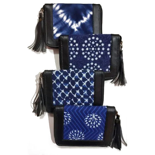 Blue-White-Black Ladies Zipper Wallet