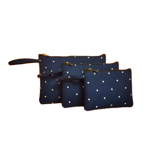 Blue-White Printed Hand Pouch Bags Set Of 3