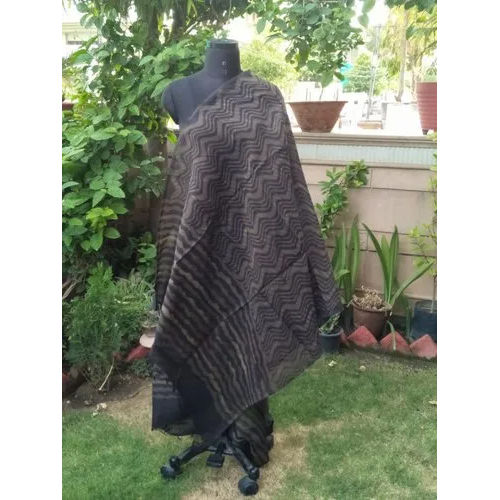 Coffee-Black Printed Cotton Dupatta